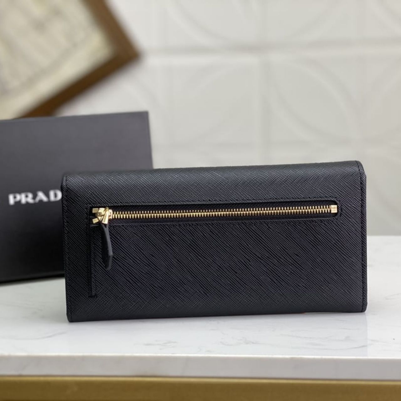 Prestige Edition - Prada Large Saffiano Leather Wallet Black 19cm 1MH132 ZLP F061H - Image 3