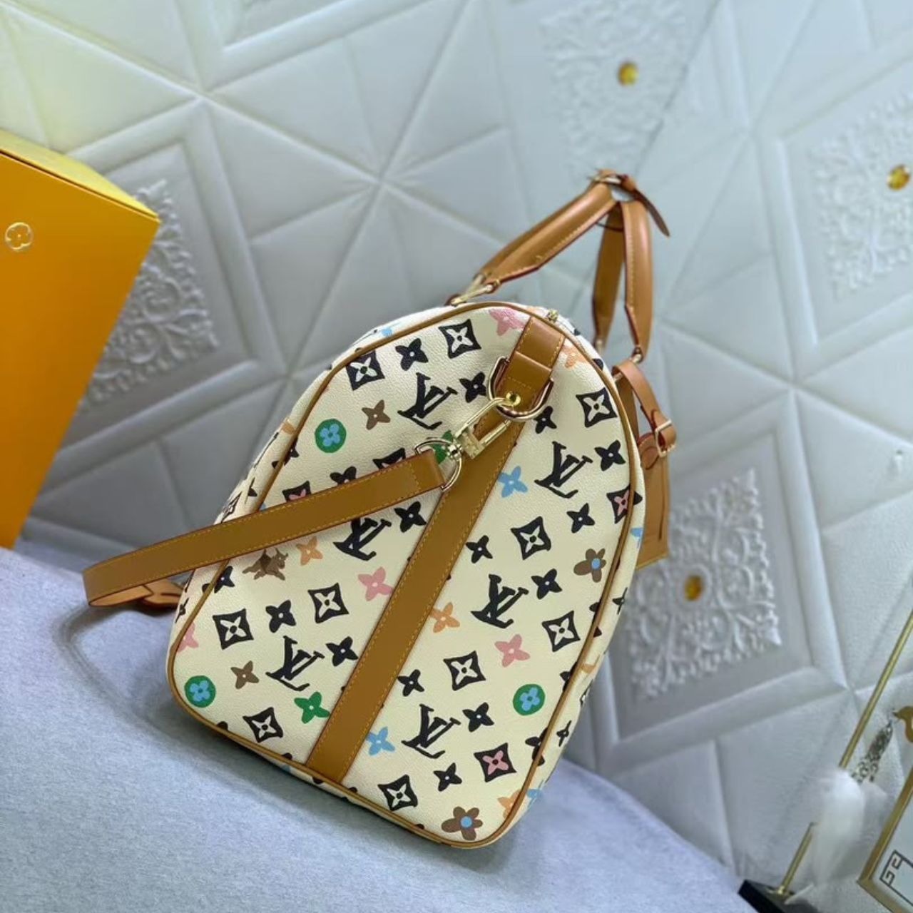 Louis Vuitton Keepall 50 Monogram Multicolor White 50Cm - Image 3
