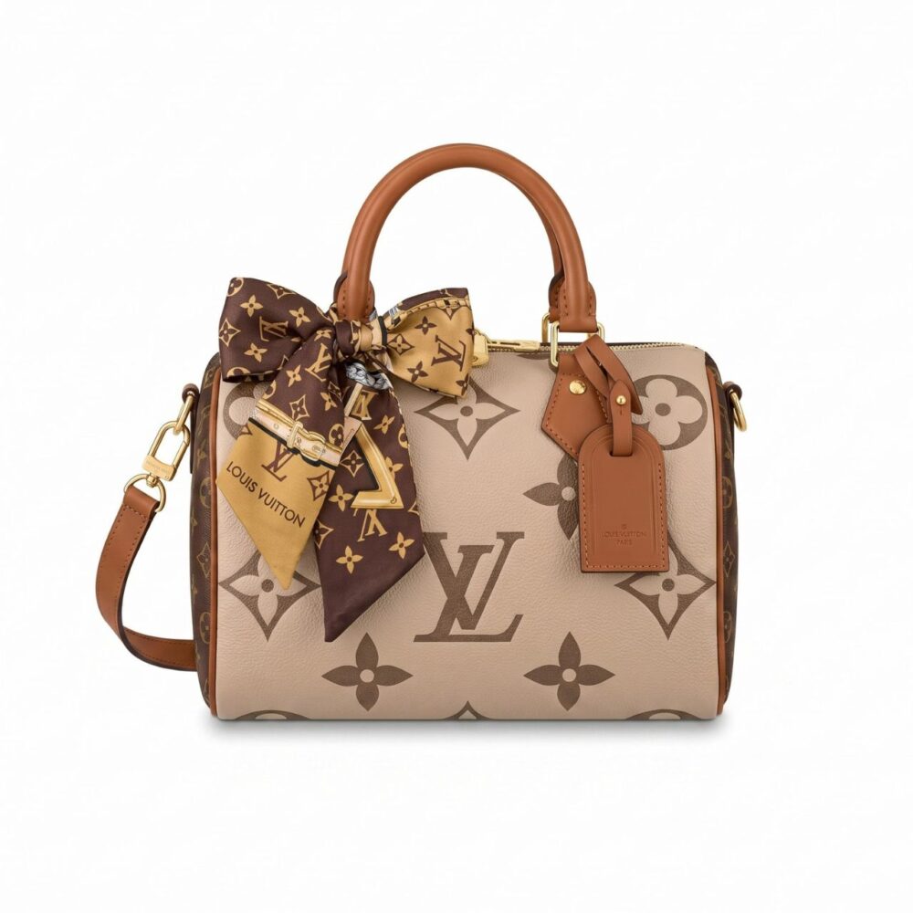Louis Vuitton Speedy Bandouliere 25 Monogram Empreinte Beige Brown 25cm