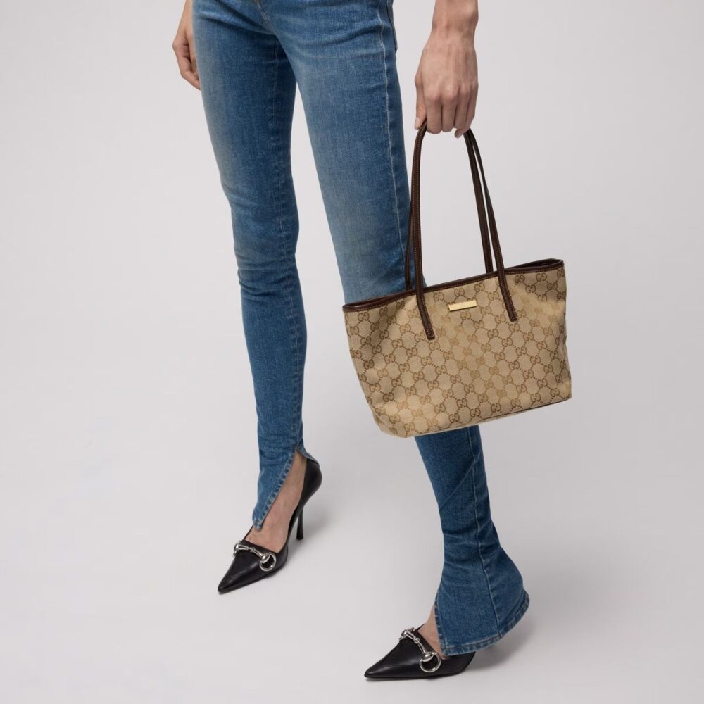 Alternative view of Gucci GG Canvas Small Tote Bag Beige Brown 25Cm
