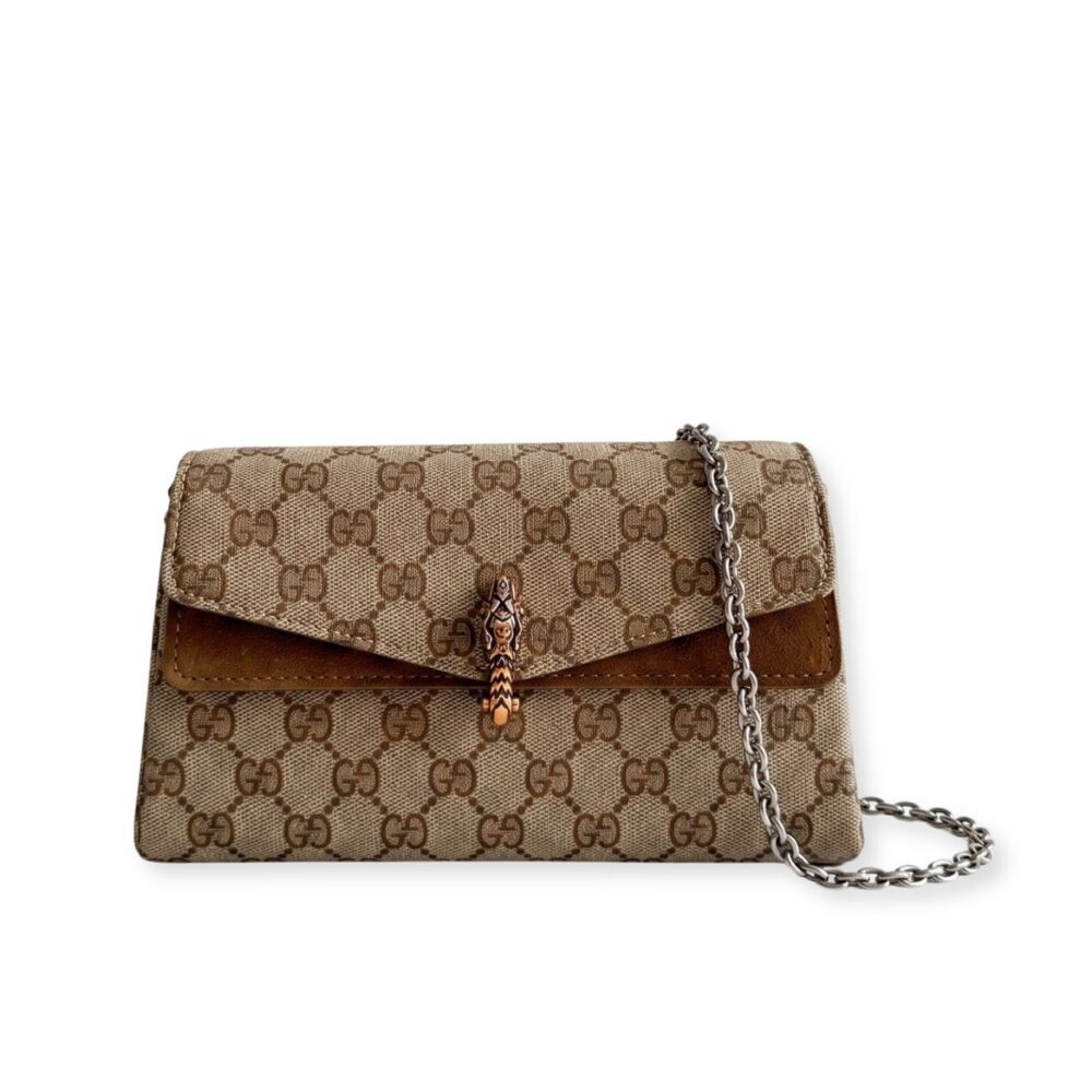 Gucci Dionysus Small Shoulder Bag Sand And Dark Brown 21cm