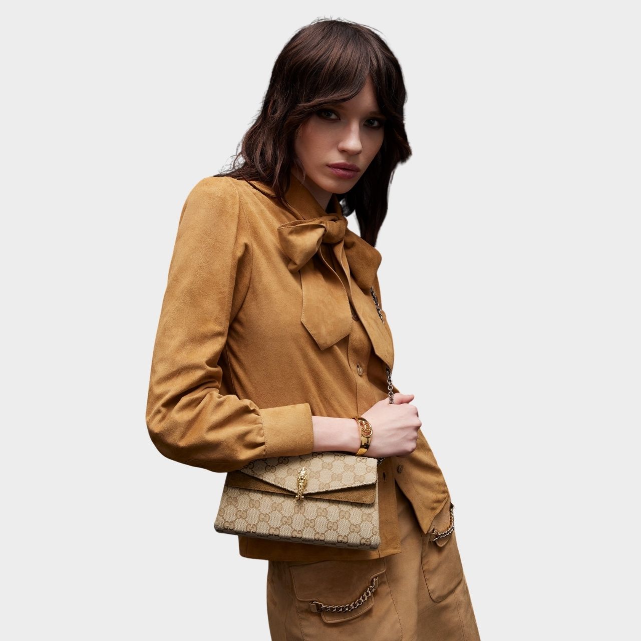 Gucci Dionysus Small Shoulder Bag Sand And Dark Brown 21cm - Image 2