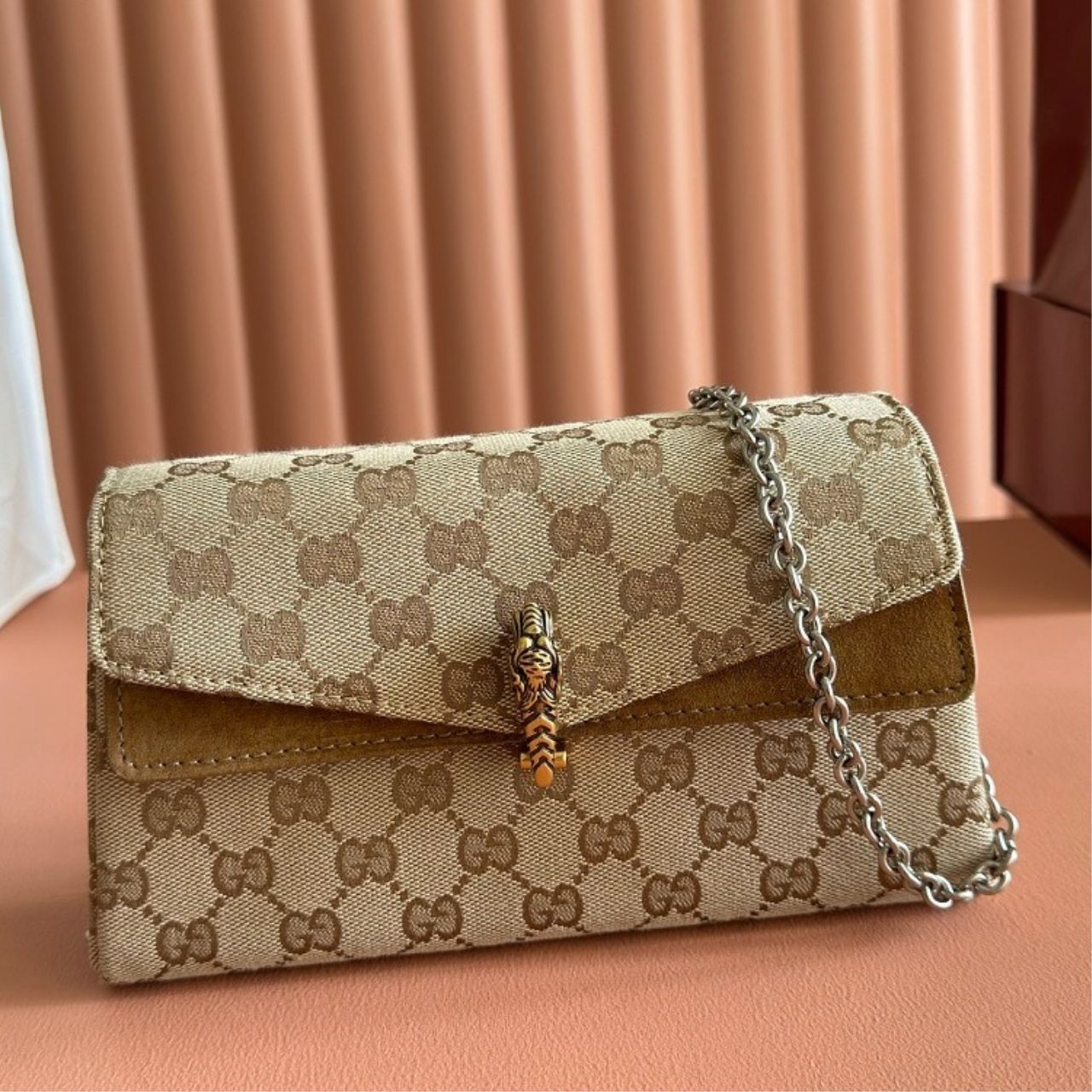 Gucci Dionysus Small Shoulder Bag Sand And Dark Brown 21cm - Image 7