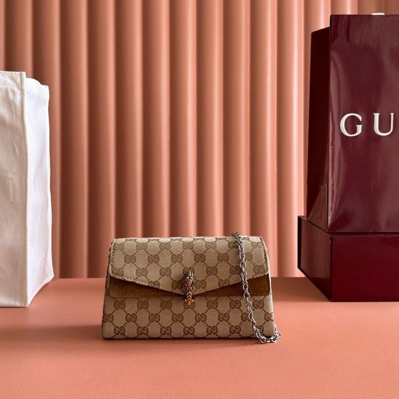 Gucci Dionysus Small Shoulder Bag Sand And Dark Brown 21cm - Image 3