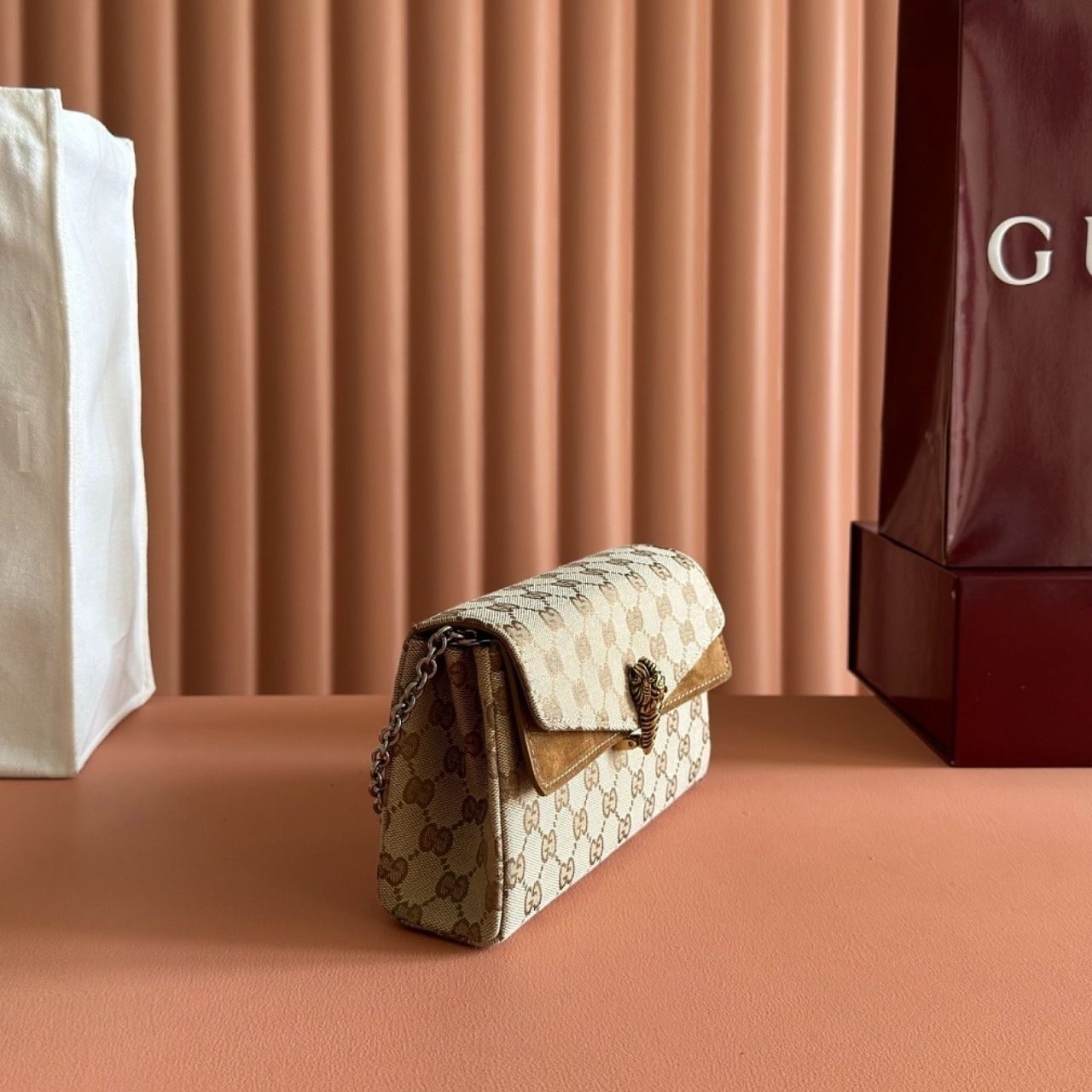 Gucci Dionysus Small Shoulder Bag Sand And Dark Brown 21cm - Image 5