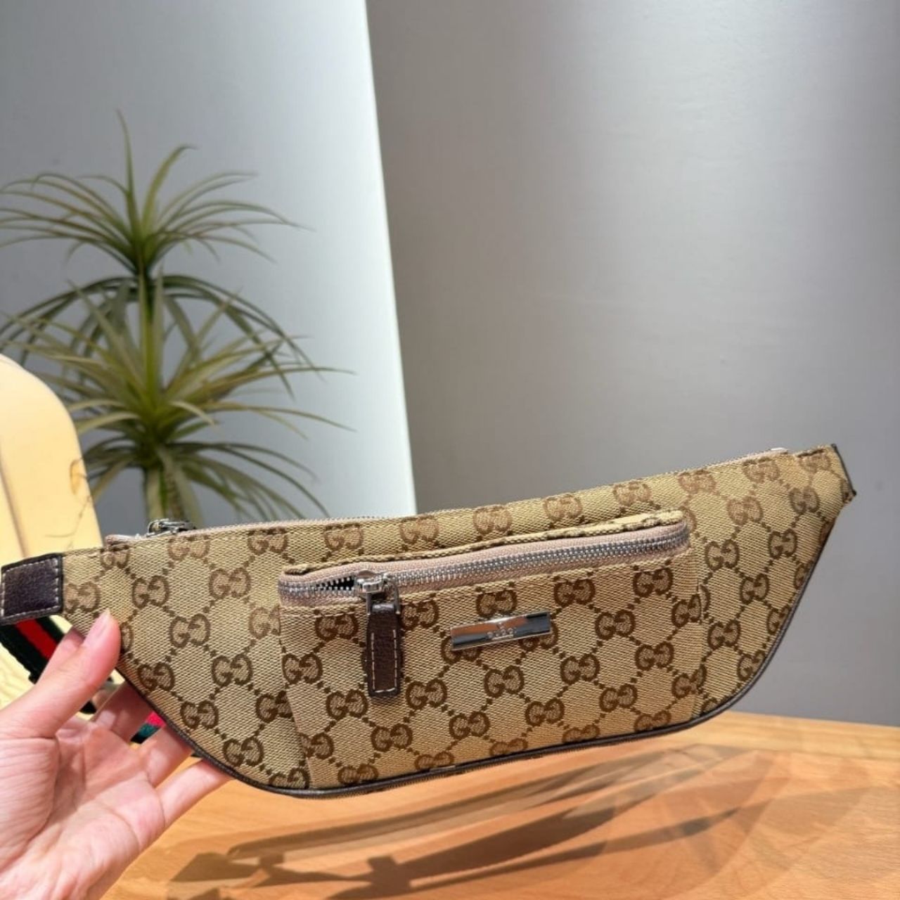 Gucci Flatpack Small Belt Bag Sand And Dark Brown 34cm - Image 5