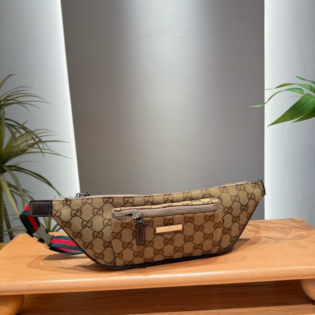 Gucci Flatpack Small Belt Bag Sand And Dark Brown 34cm - Image 8