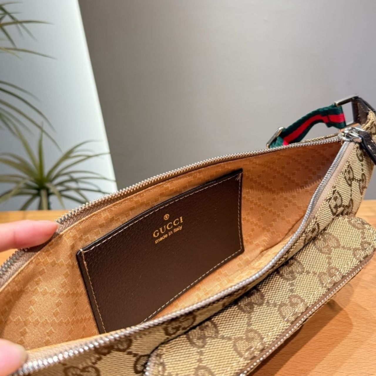 Gucci Flatpack Small Belt Bag Sand And Dark Brown 34cm - Image 11