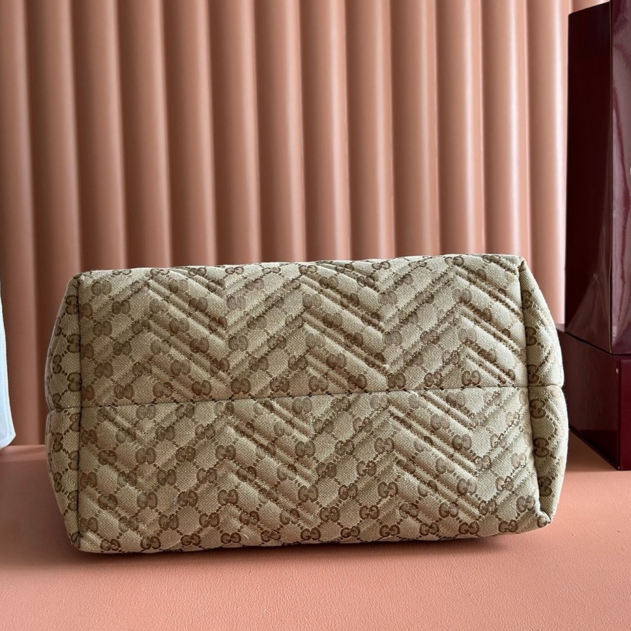 Gucci GG Marmont Medium Tote Bag Beige GG Canvas Brown 35Cm - Image 9