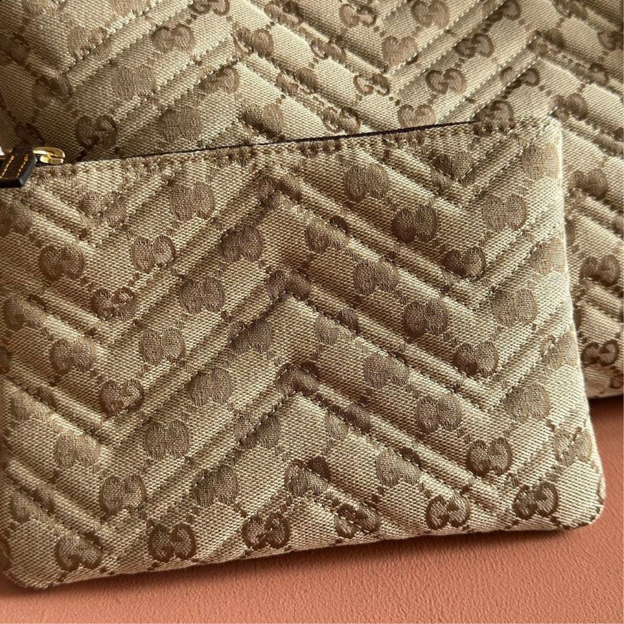 Gucci GG Marmont Medium Tote Bag Beige GG Canvas Brown 35Cm - Image 8