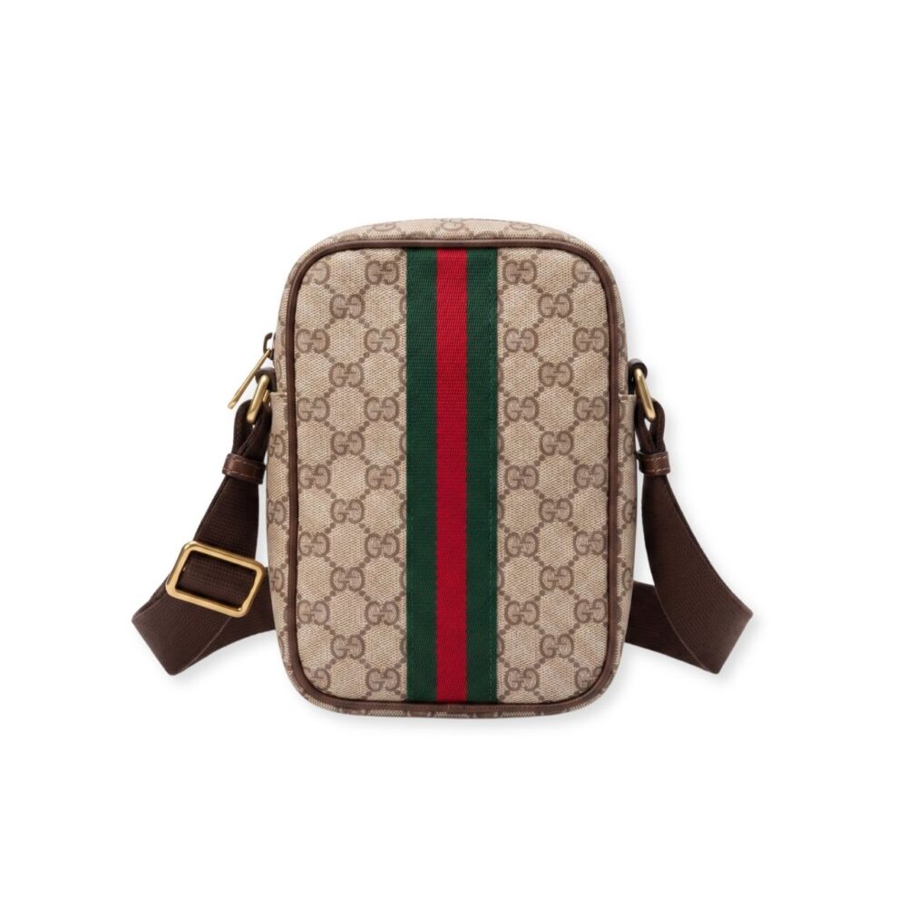Gucci GG Mini Bag With Web Beige GG Canvas Brown 20Cm