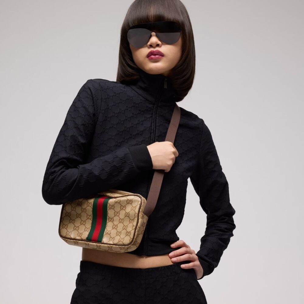 Alternative view of Gucci GG Mini Bag With Web Sand And Dark Brown 21cm