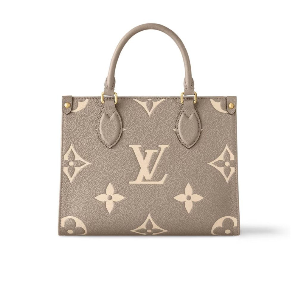 Louis Vuitton OnTheGo PM Monogram Empreinte Tourterelle Beige Cream 18cm M45779