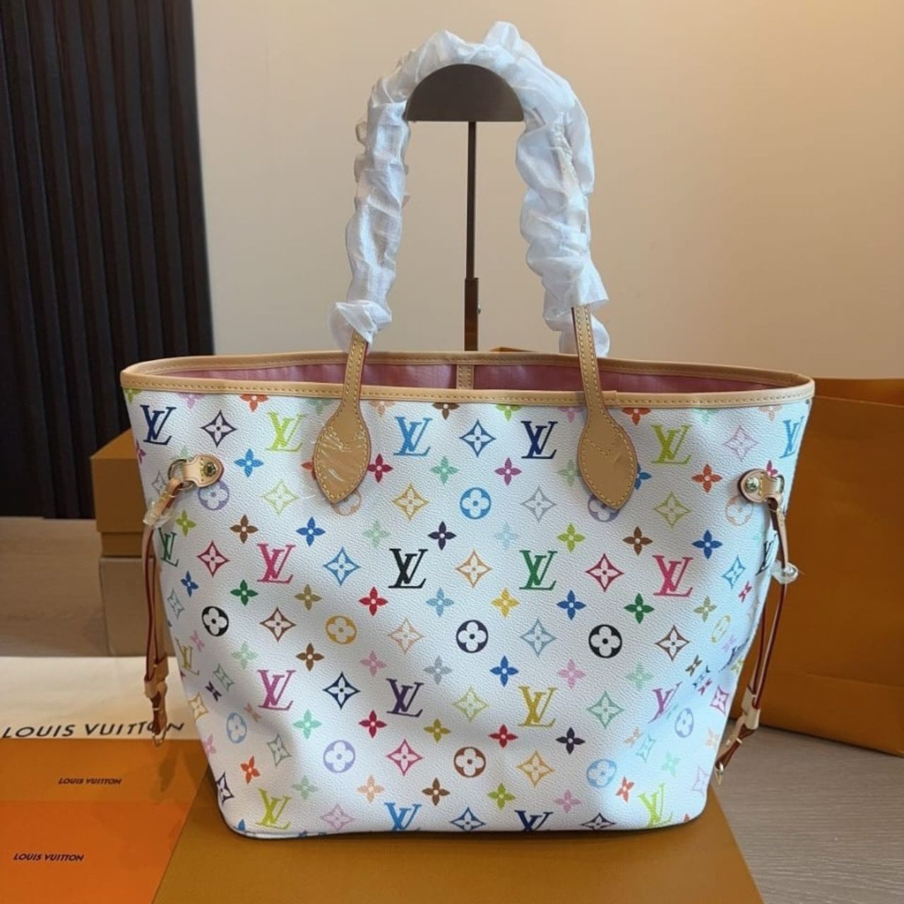 Louis Vuitton x Takashi Murakami Neverfull Multicolor White 31cm - Image 4
