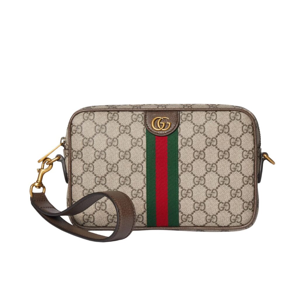 Gucci Ophidia Small Crossbody Bag Beige And Dark Brown GG Monogram 24cm
