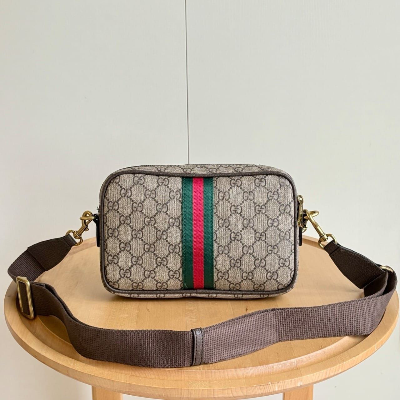Gucci Ophidia Small Crossbody Bag Beige And Dark Brown GG Monogram 24cm - Image 8