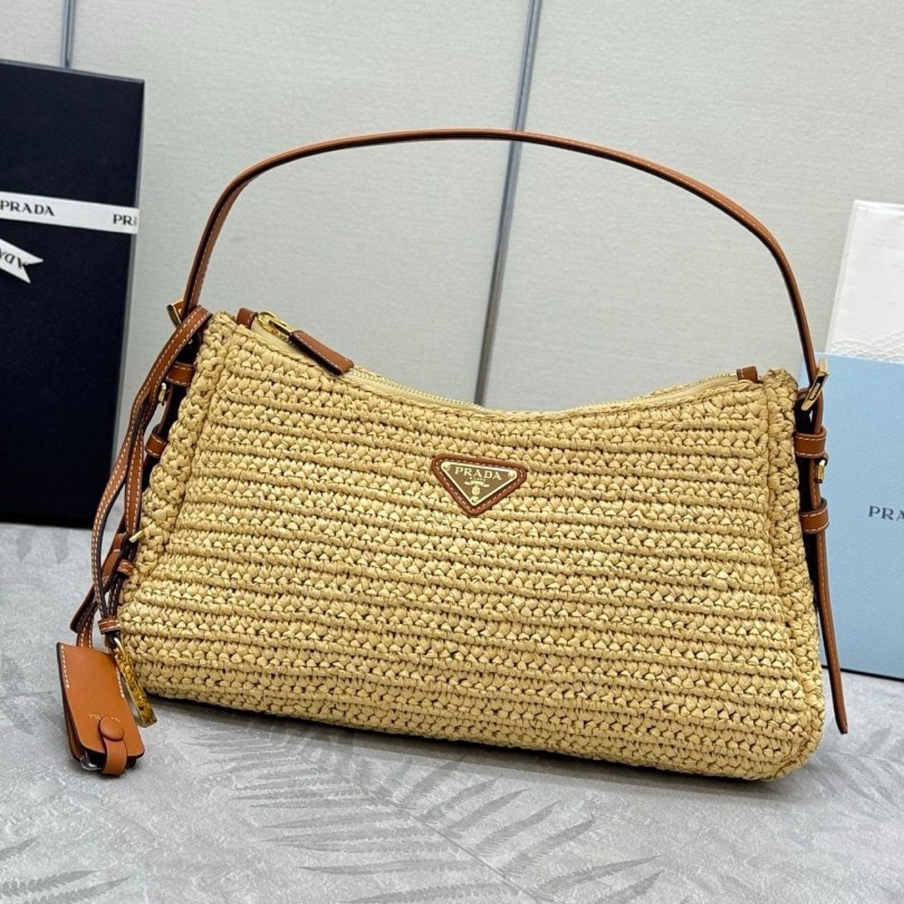 Prada Aimee Large Crochet Shoulder Bag Natural 34Cm 1BC247 2MG3 F0018 V OOO - Image 3