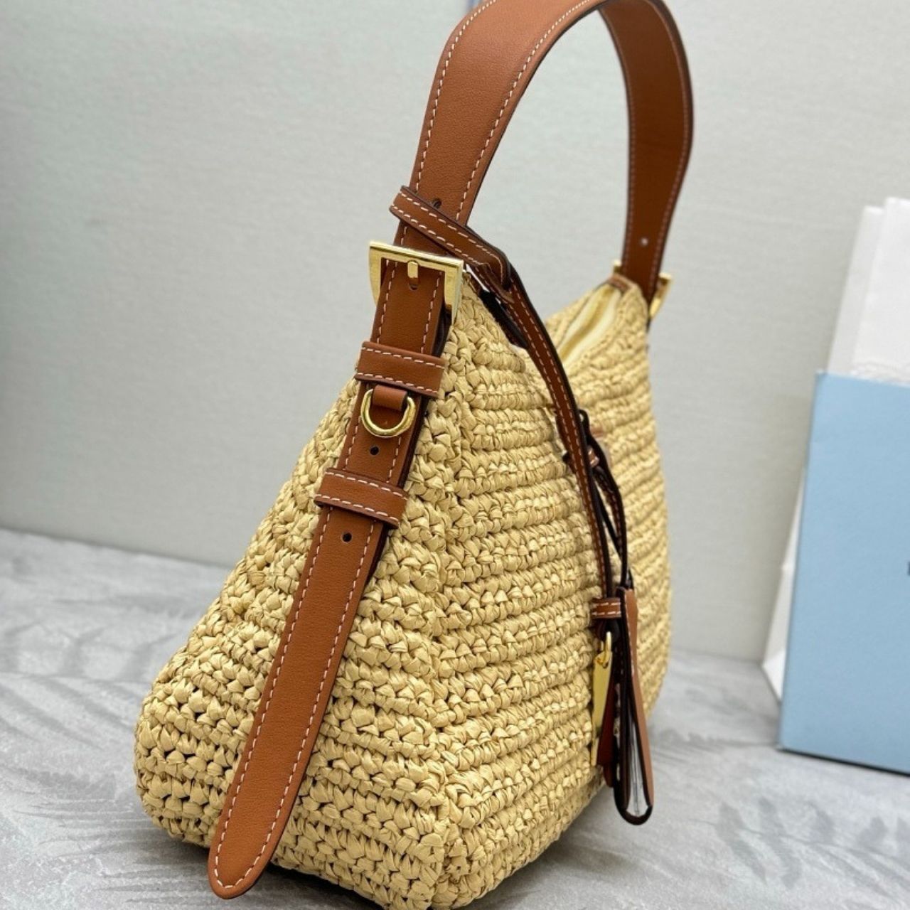 Prada Aimee Large Crochet Shoulder Bag Natural 34Cm 1BC247 2MG3 F0018 V OOO - Image 6