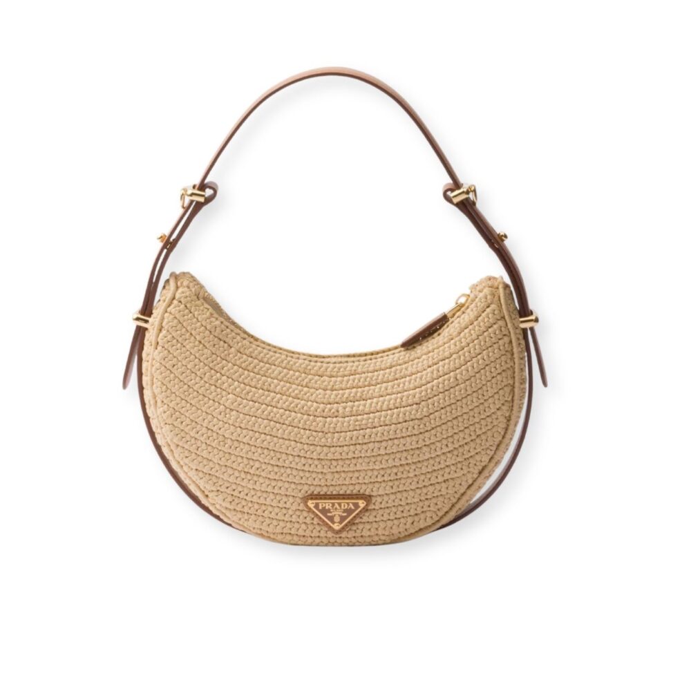 Prada Arque Crochet Shoulder Bag Natural 22cm 1BC194 2M2T F0018 V OUO