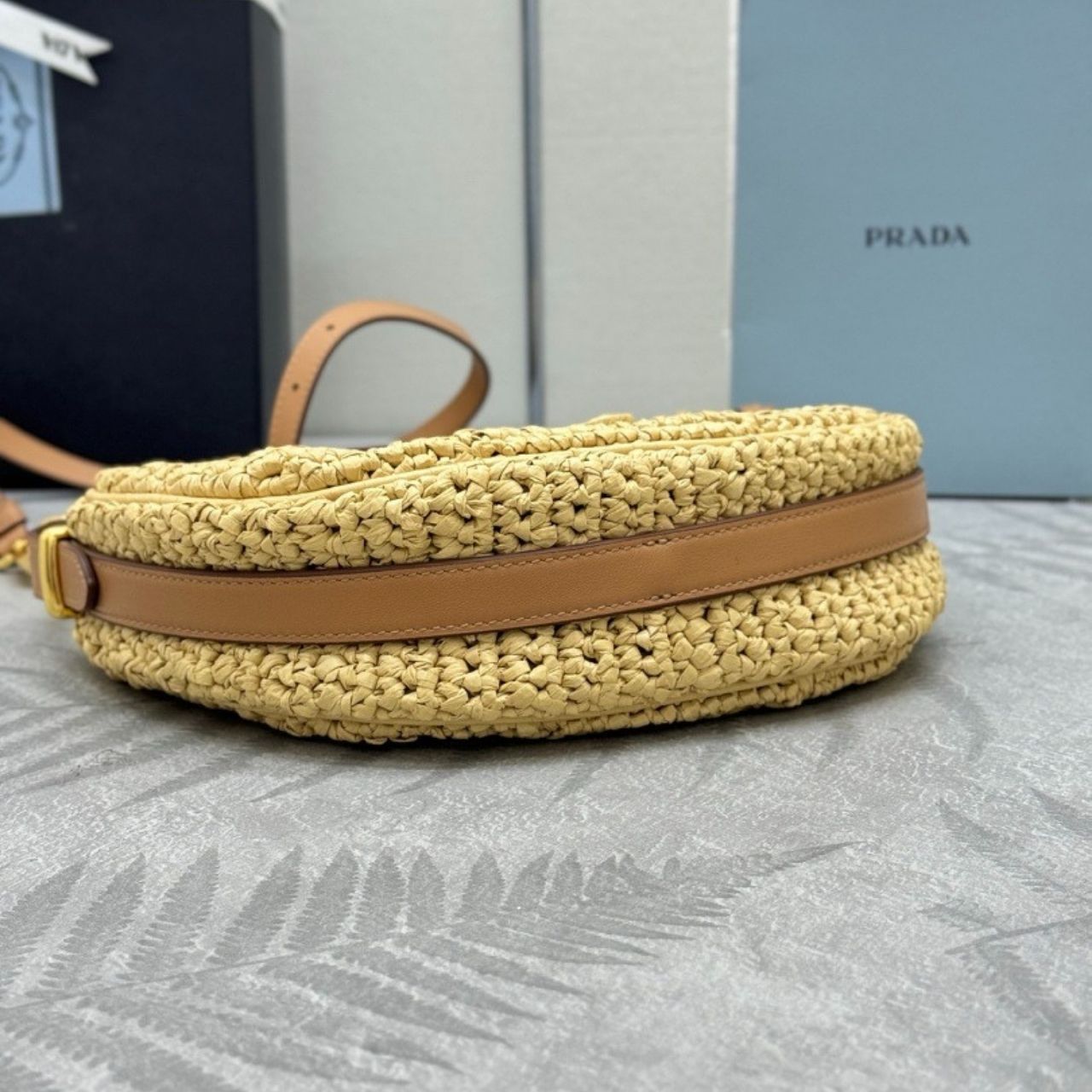 Prada Arque Crochet Shoulder Bag Natural 22cm 1BC194 2M2T F0018 V OUO - Image 6
