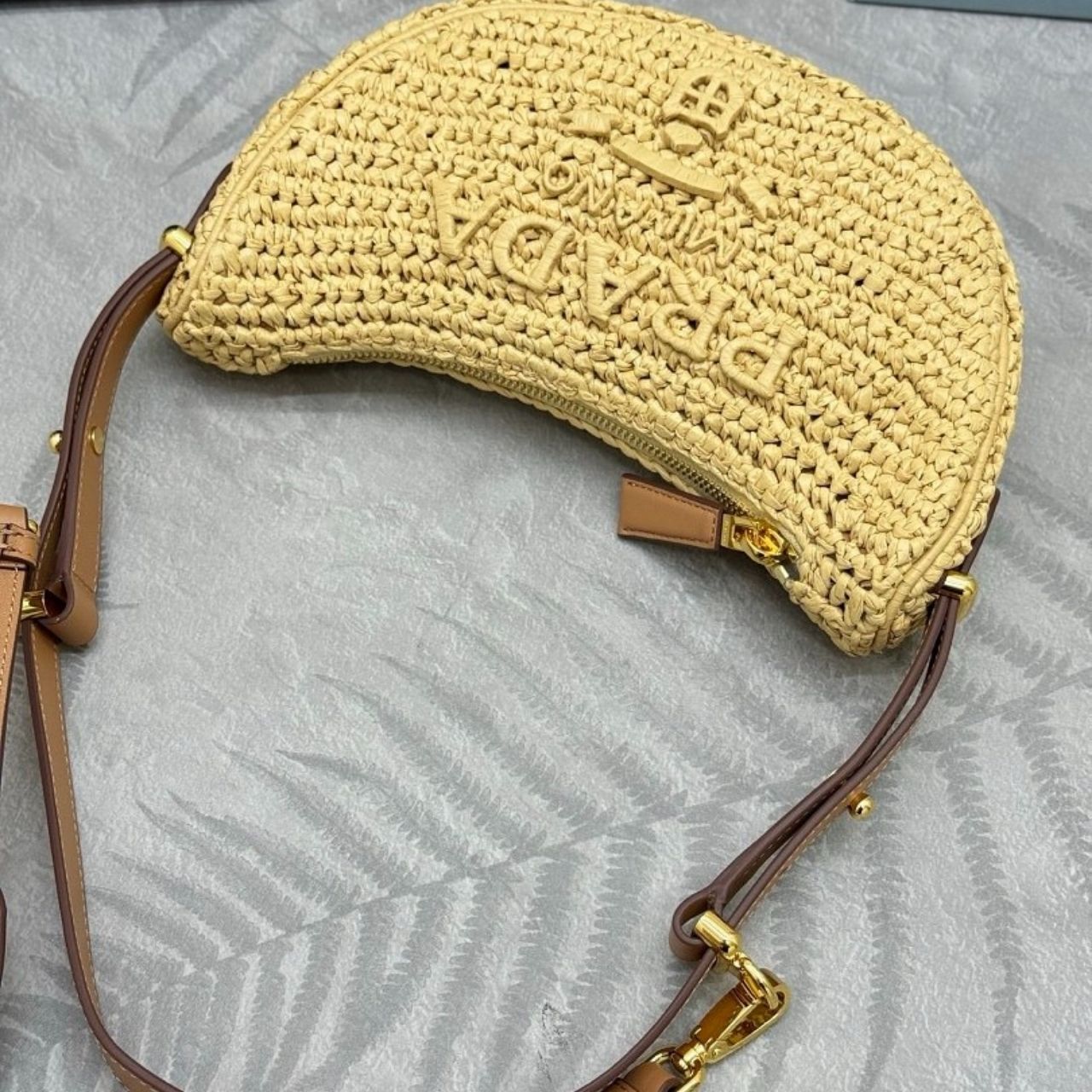 Prada Arque Crochet Shoulder Bag Natural 22cm 1BC194 2M2T F0018 V OUO - Image 7