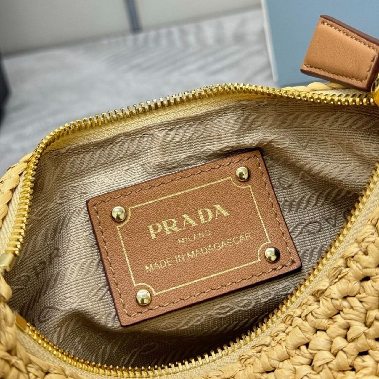 Prada Arque Crochet Shoulder Bag Natural 22cm 1BC194 2M2T F0018 V OUO - Image 9