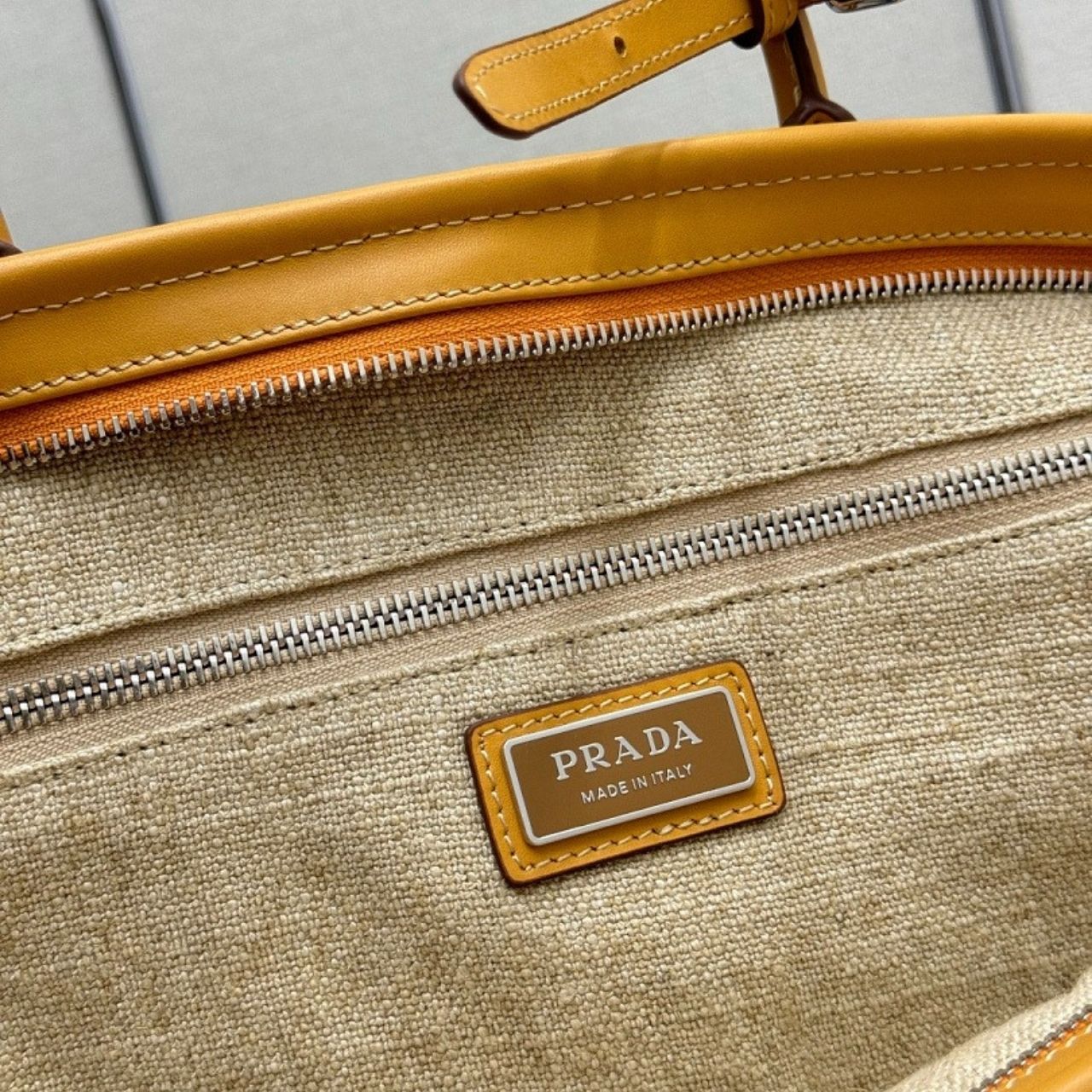 Prada Bonnie Large Linen Tote Bag Natural 50Cm 2VG128 P0E F032T V OTO - Image 9