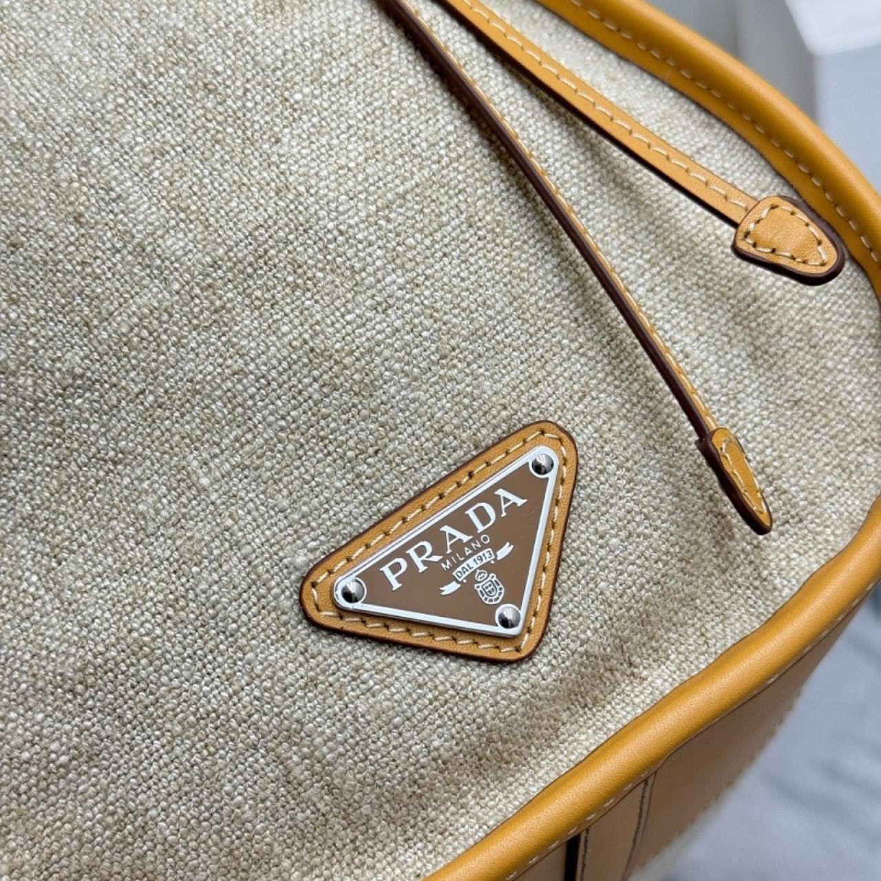 Prada Bonnie Large Linen Tote Bag Natural 50Cm 2VG128 P0E F032T V OTO - Image 11