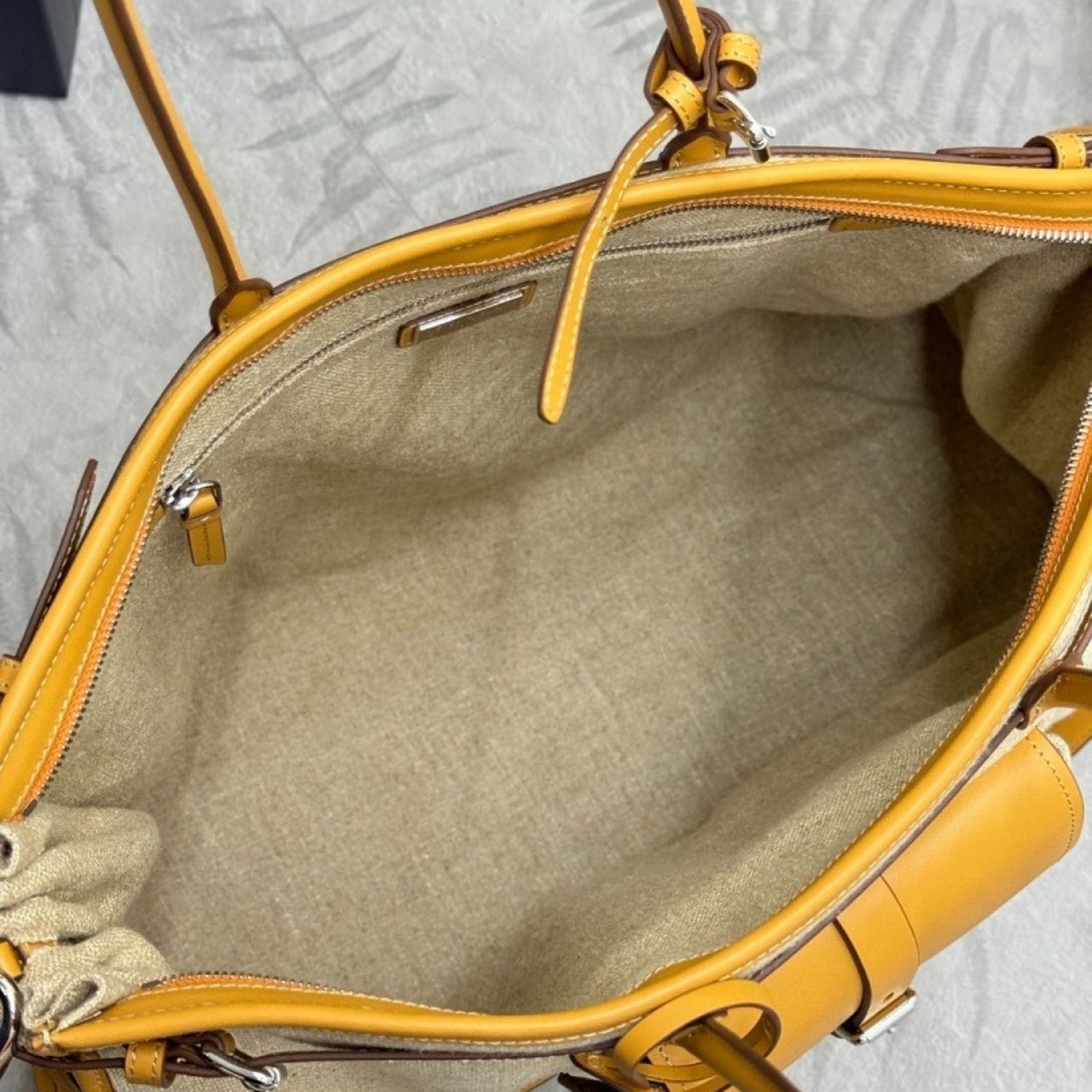 Prada Bonnie Large Linen Tote Bag Natural 50Cm 2VG128 P0E F032T V OTO - Image 10