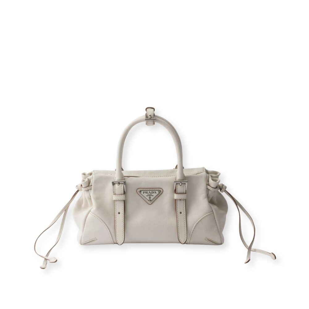 Prada Karin Small Leather Bag White 24Cm 1BA499 2ZQX F0009 V OOO
