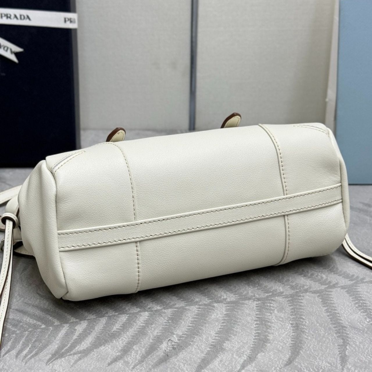 Prada Karin Small Leather Bag White 24Cm 1BA499 2ZQX F0009 V OOO - Image 7
