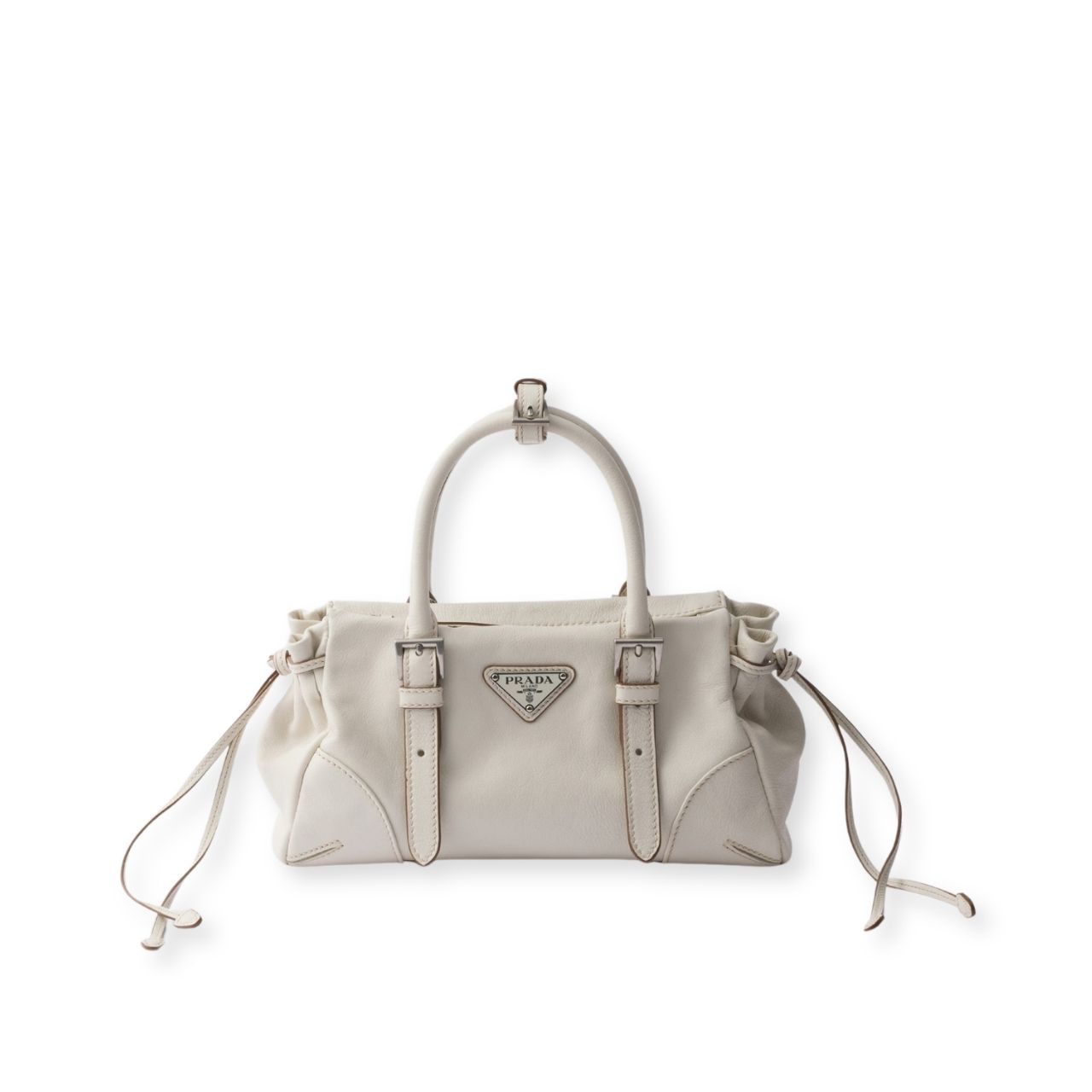 Prada Karin Small Leather Bag White 24Cm 1BA499 2ZQX F0009 V OOO