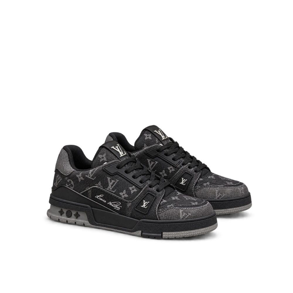 Louis Vuitton LV Trainer Monogram Denim Black Gray Sneakers