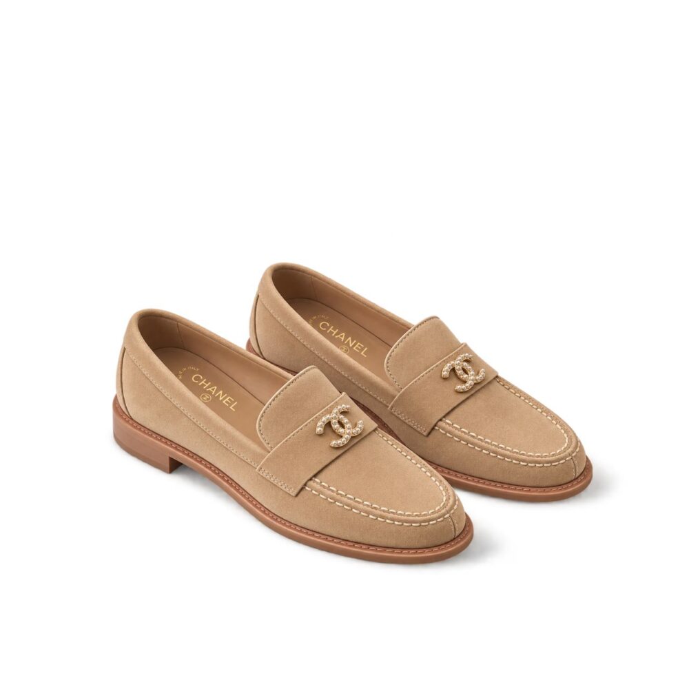 Chanel Moccasin Loafers Dark Beige