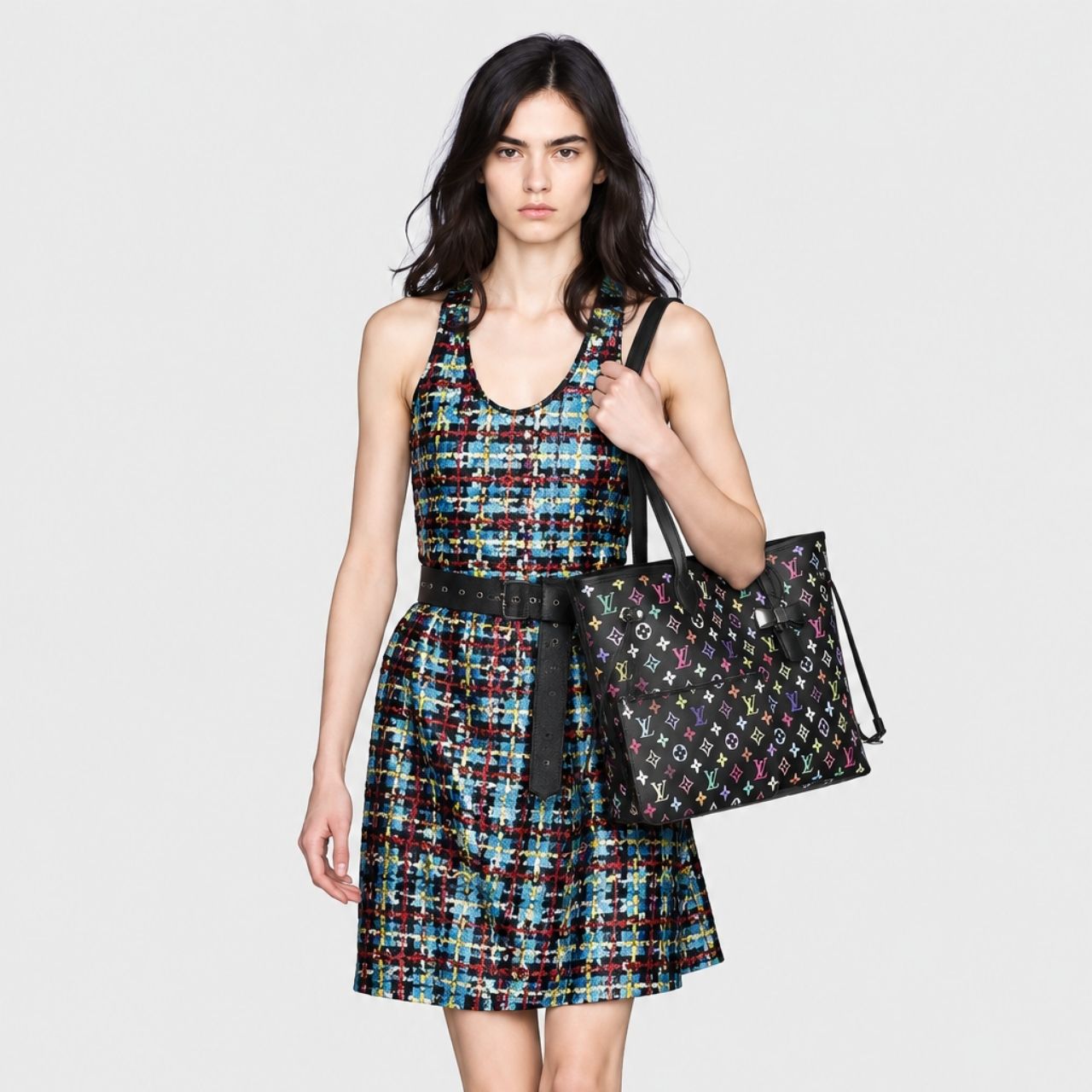 Louis Vuitton x Takashi Murakami Neverfull MM Multicolor Black 31cm - Image 2