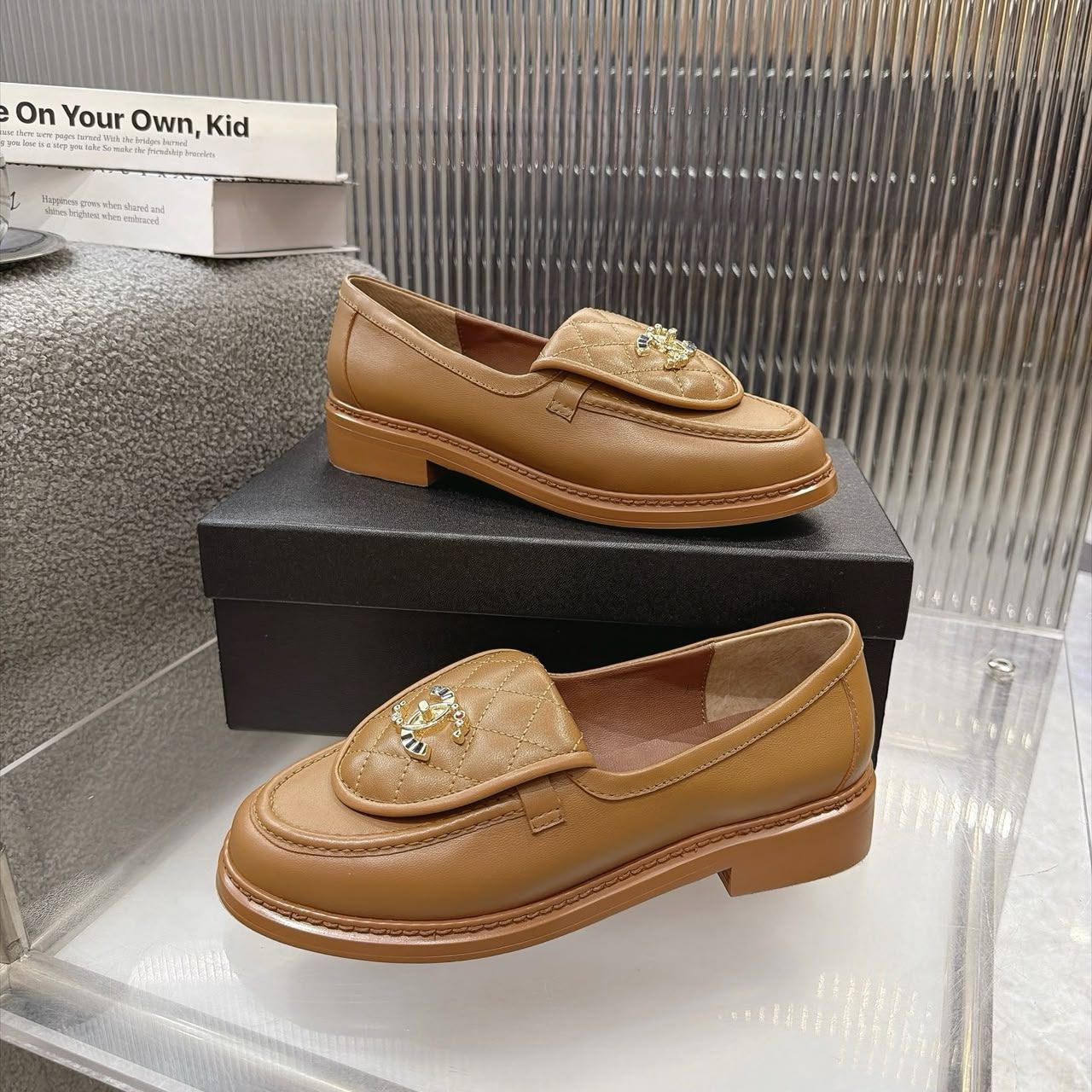 Chanel Quilted CC Turnlock Loafers Beige - Image 6