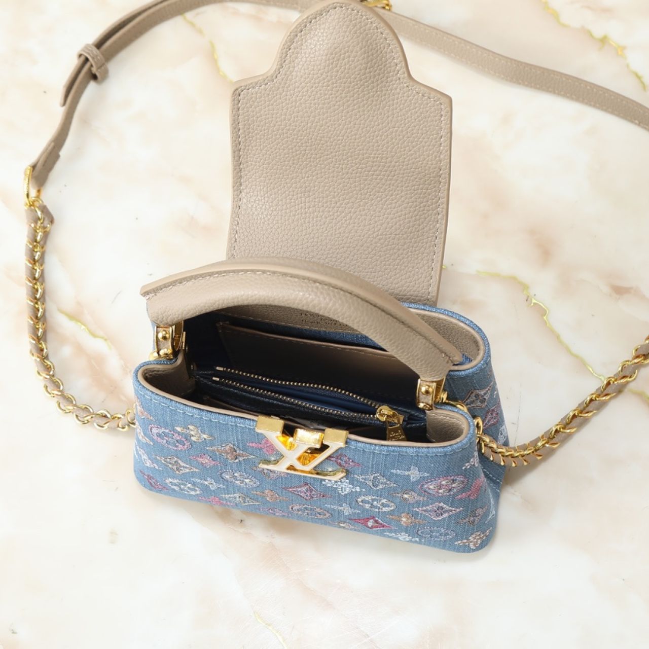 Louis Vuitton Capucines Mini Monogram Denim Blue 21cm - Image 7