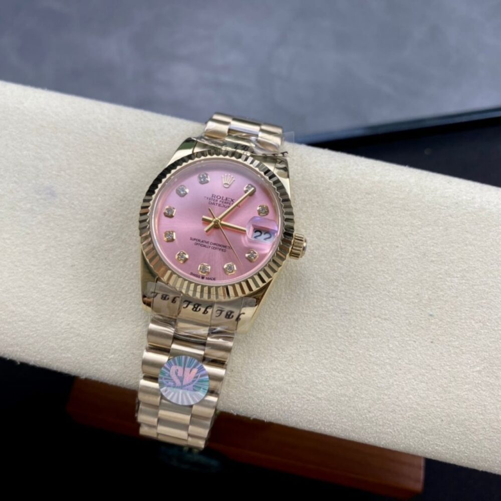 Alternative view of Rolex Datejust 31 Pink Diamond Dial Gold Tone Watch 31mm