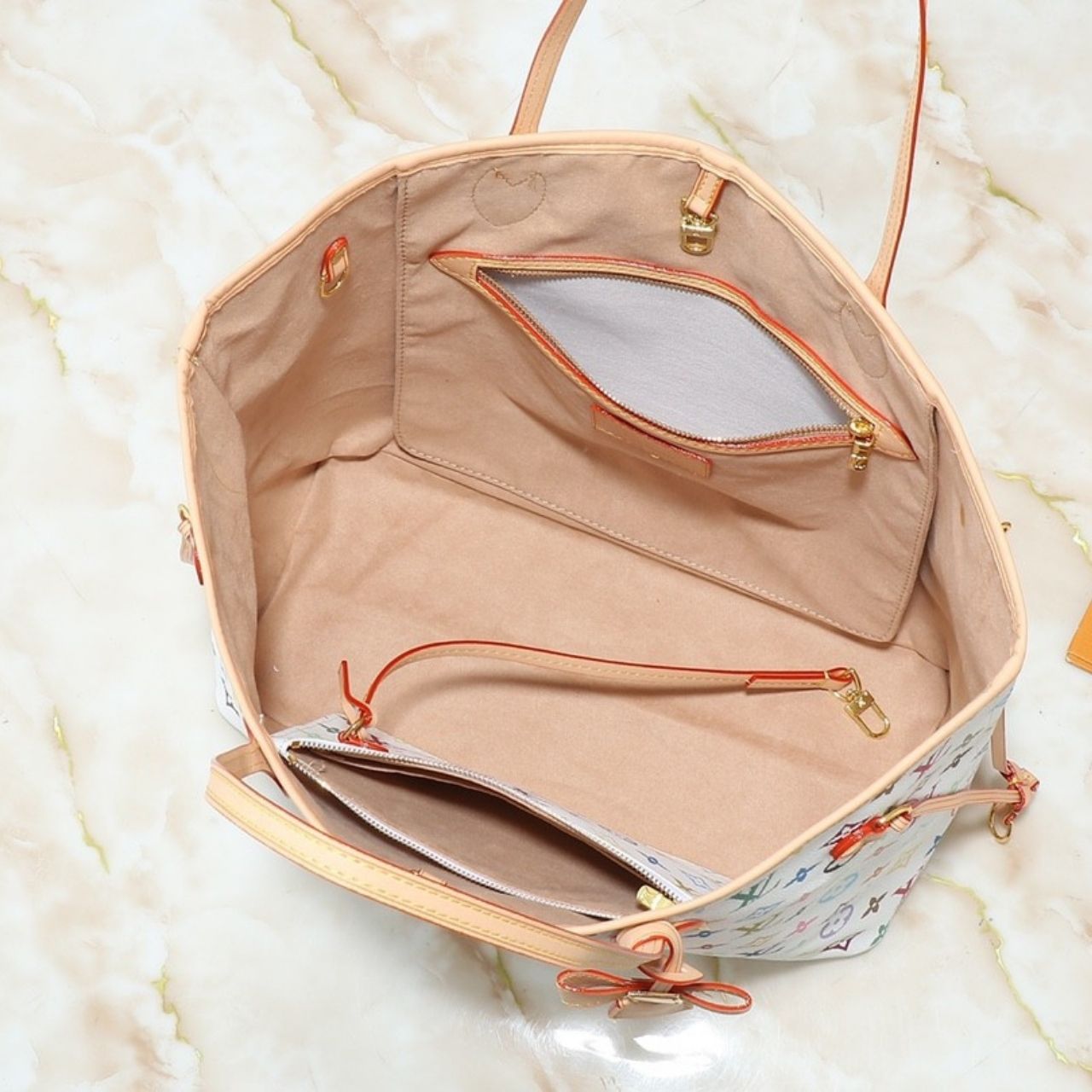 Louis Vuitton x Takashi Murakami Neverfull MM Multicolor White 31cm - Image 7