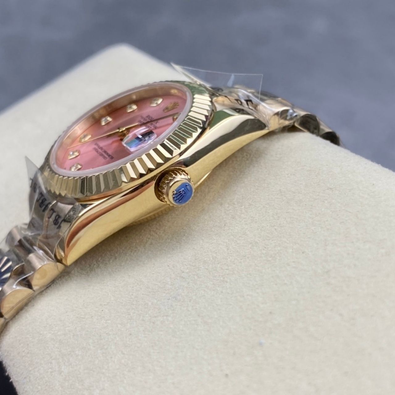 Rolex Datejust 31 Pink Diamond Dial Gold Tone Watch 31mm - Image 7