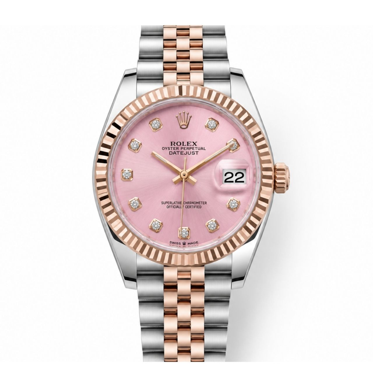 Rolex Datejust 31 Pink Diamond Dial Two Tone Rose Gold Watch 31mm