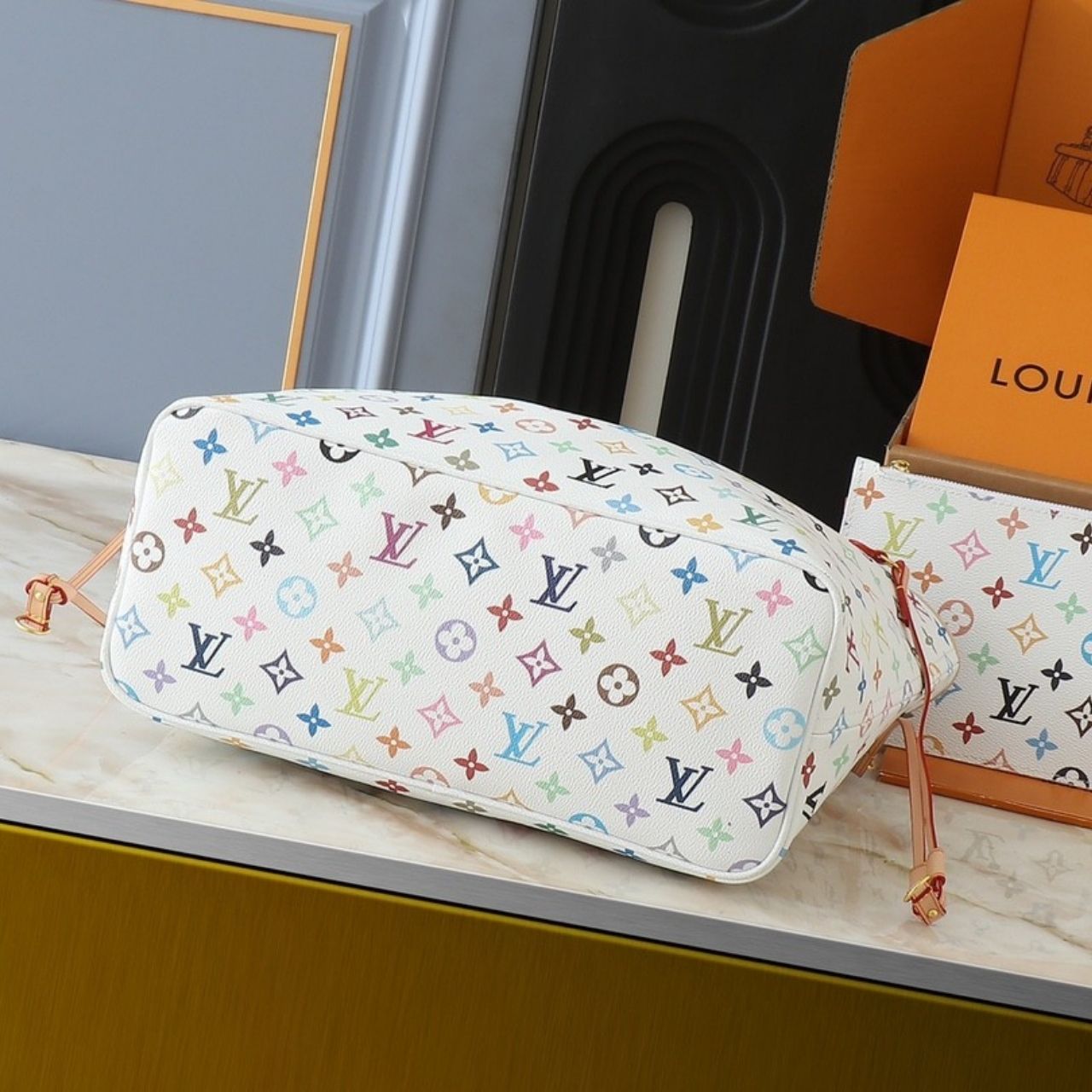 Louis Vuitton x Takashi Murakami Neverfull MM Multicolor White 31cm - Image 6