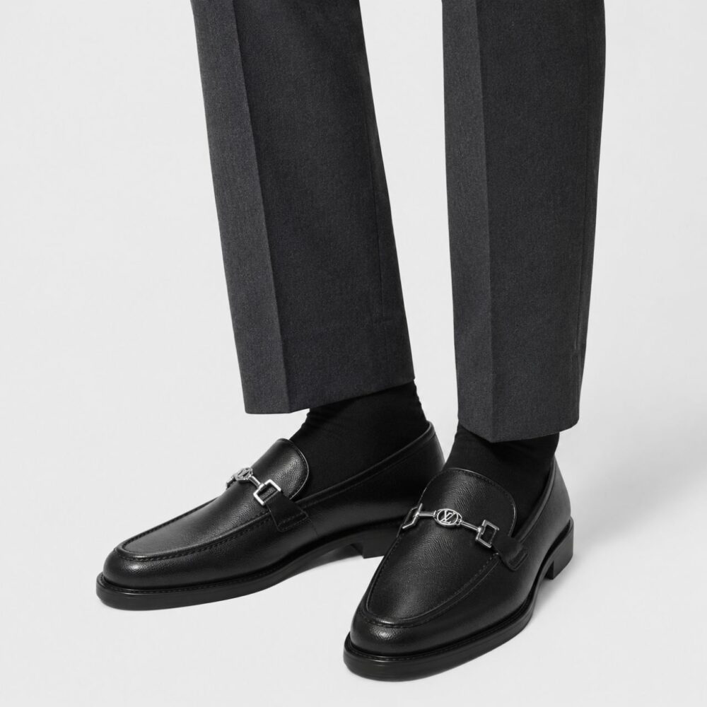 Alternative view of Louis Vuitton LV Initials Loafers Black Leather Silver Hardware
