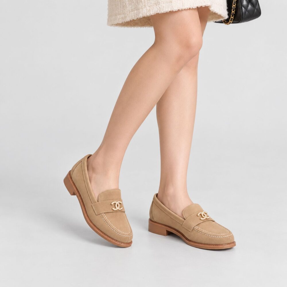 Alternative view of Chanel Moccasin Loafers Dark Beige