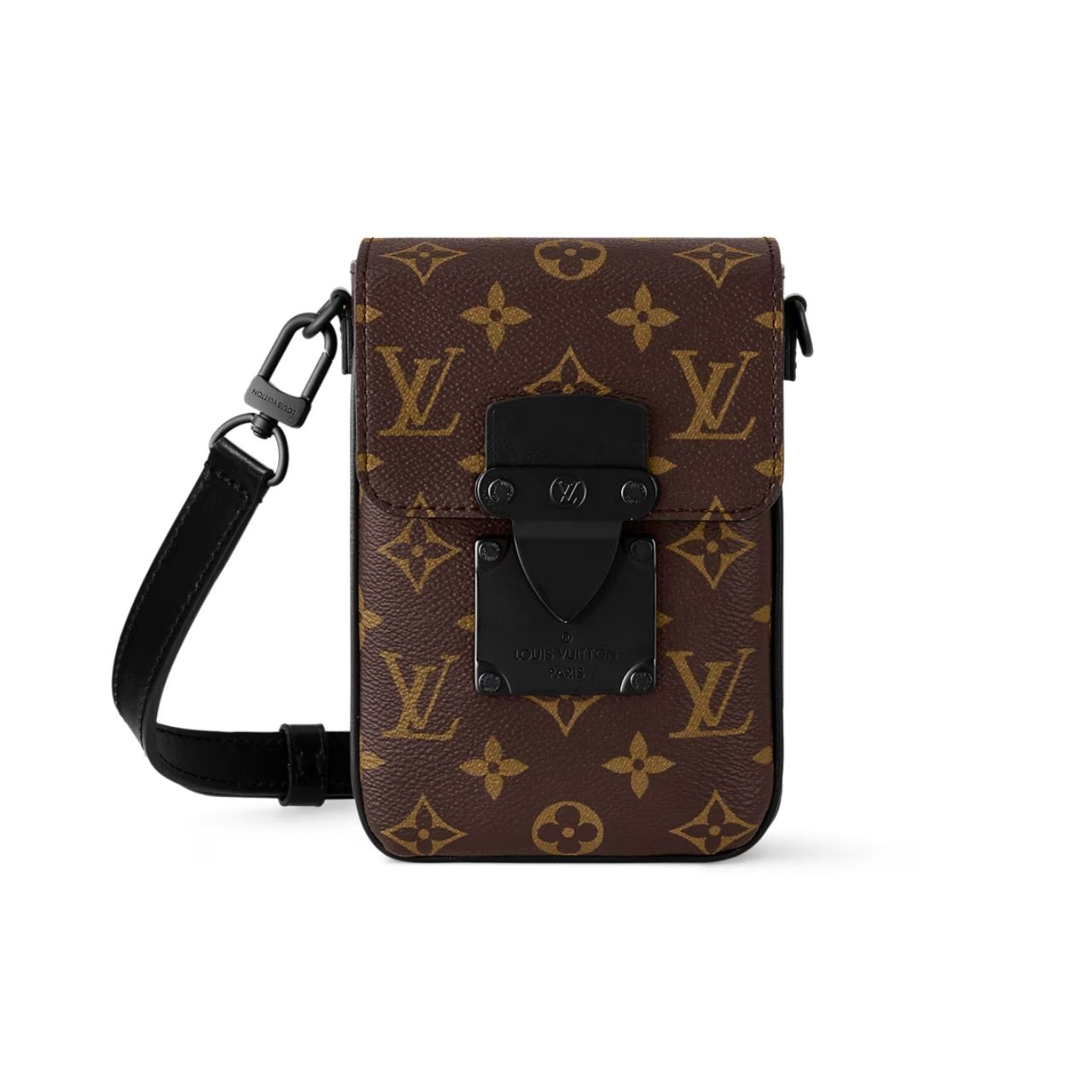 Louis Vuitton S-Lock Vertical Wearable Wallet Monogram Macassar 12cm M81522