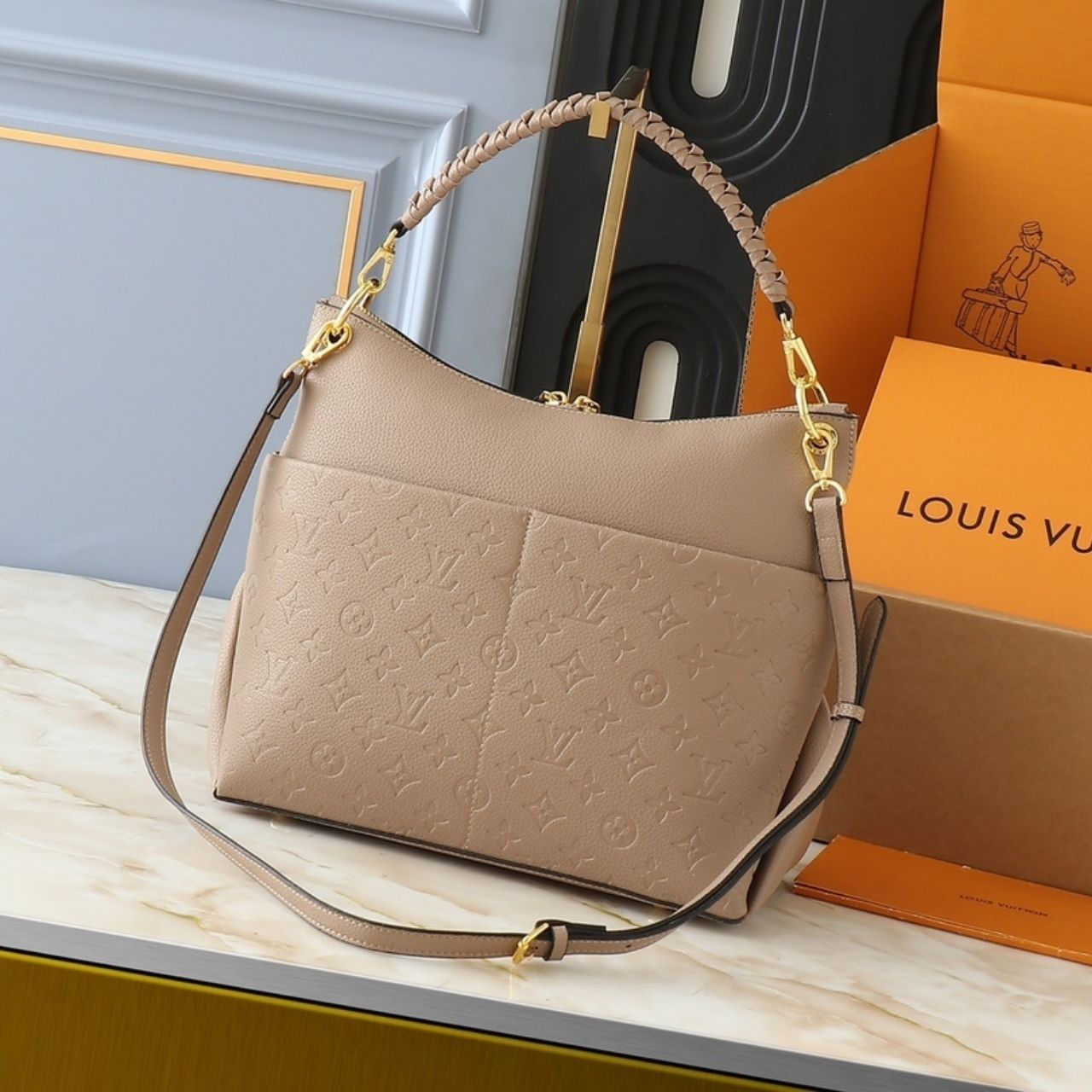 Louis Vuitton Melie Monogram Empreinte Beige 33cm - Image 4