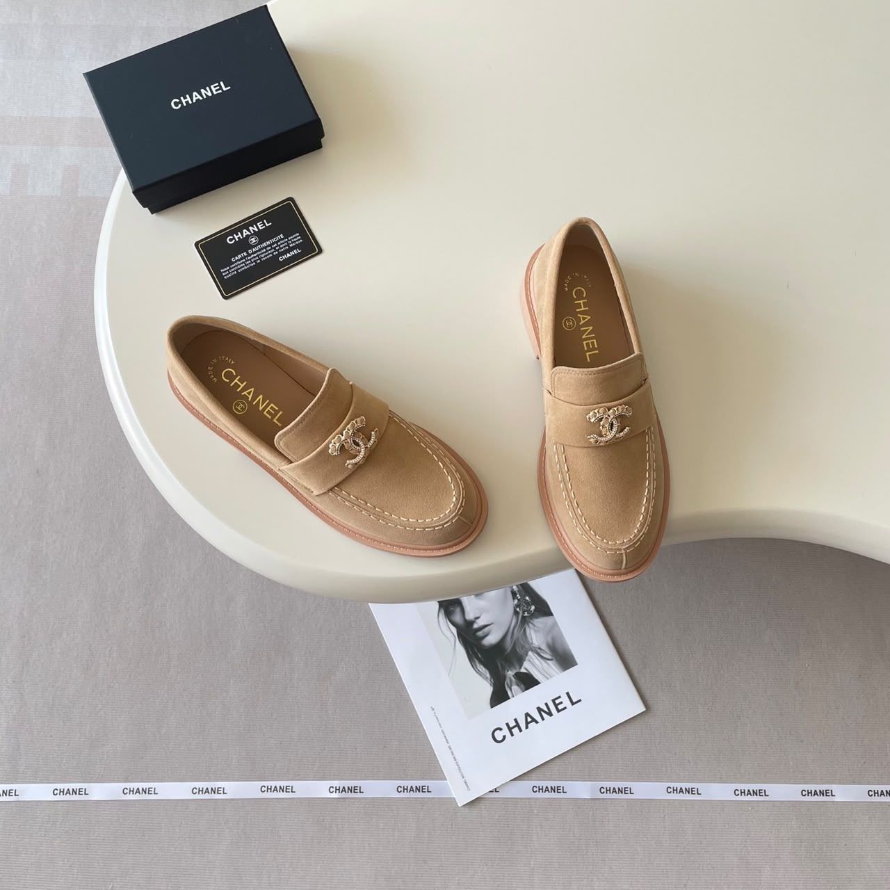 Chanel Moccasin Loafers Dark Beige - Image 6