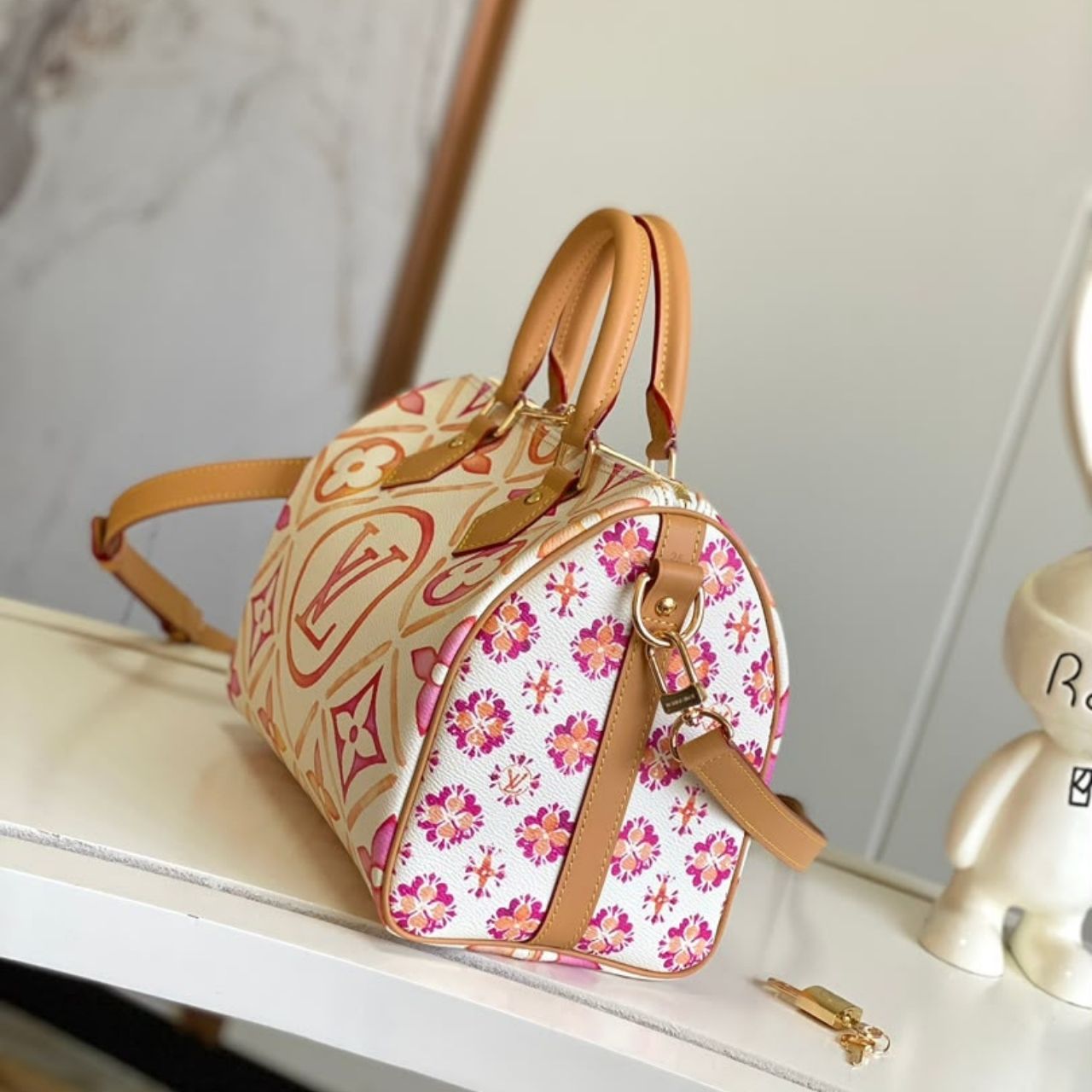 Prestige Edition – Louis Vuitton Speedy Bandouliere 25 Monogram Tiles Orange 25cm - Image 3