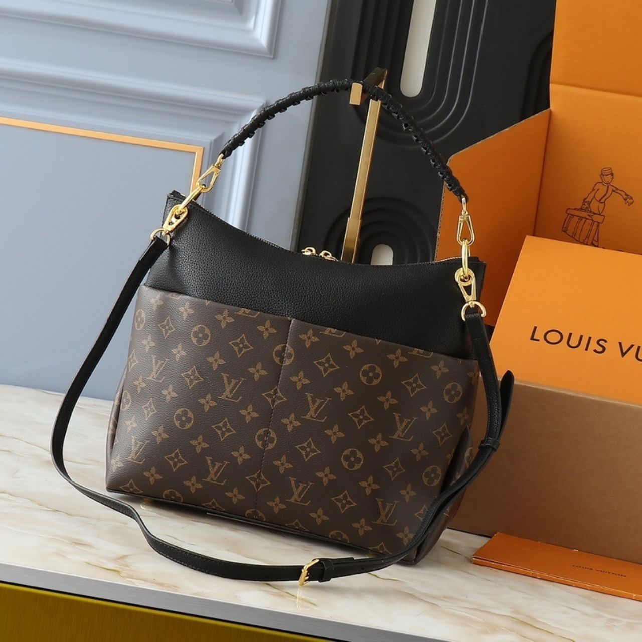 Louis Vuitton Melie Monogram Black Brown 33cm - Image 4