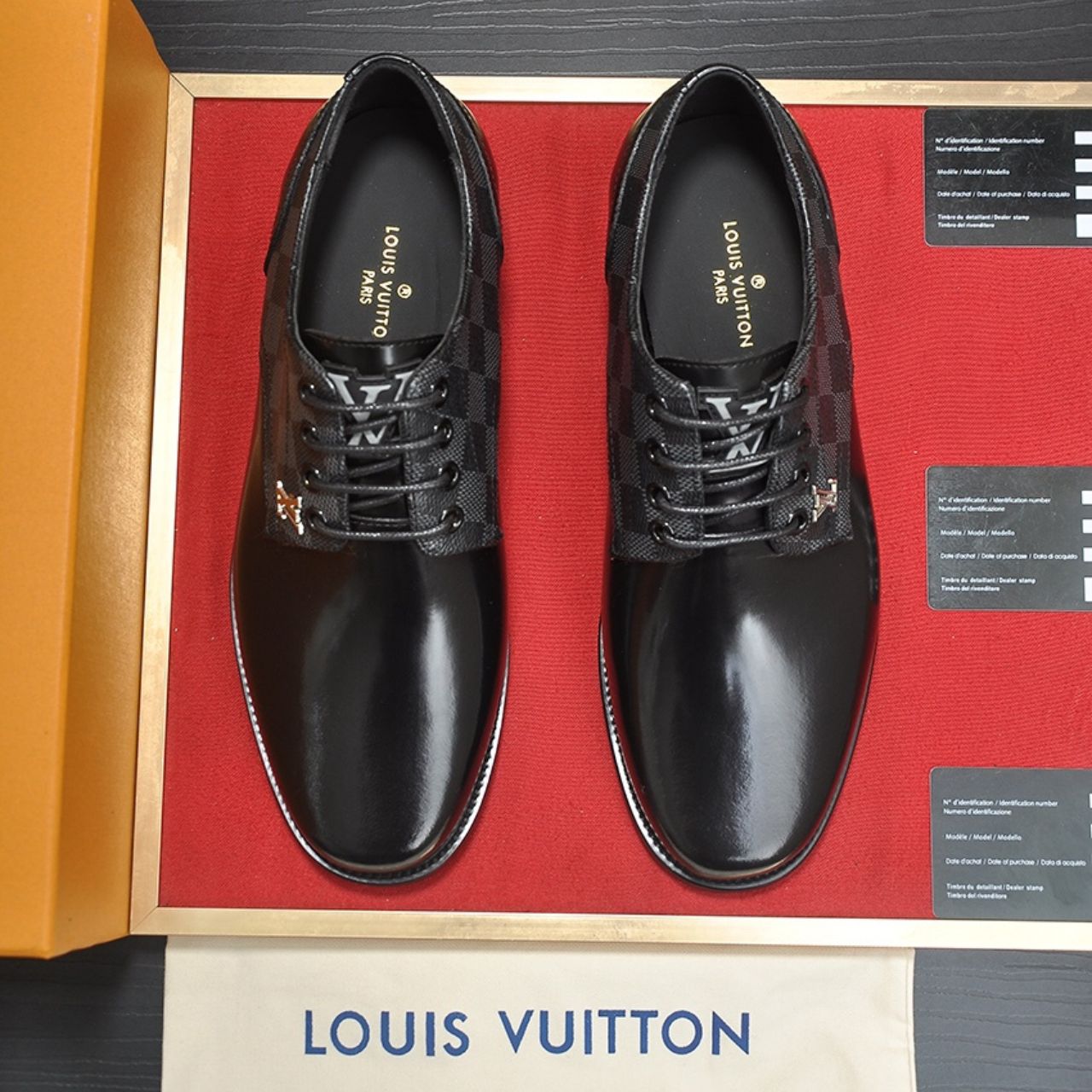 Louis Vuitton Damier Graphite Leather Derby Shoes Black - Image 5